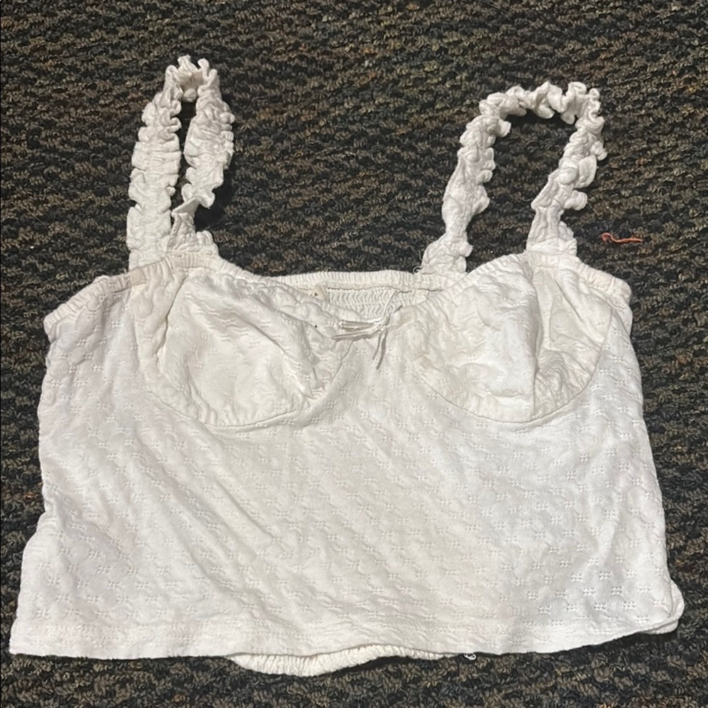 White Textured Crop Top
